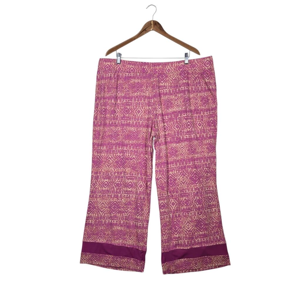 LOGO by Lori Goldstein Beach to Street Wide-Leg Cropped Pants 2X Pink Pull On